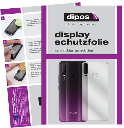 Klare Displayschutzfolie von dipos passend für Vivo Y17 Rückseite, präziser Zuschnitt und blasenfrei montiert