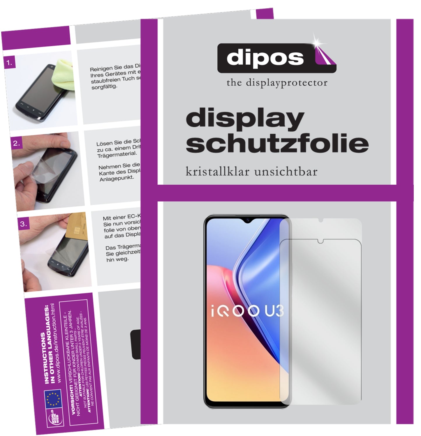 Klare Displayschutzfolie von dipos passend für Vivo Y52s 5G, präziser Zuschnitt und blasenfrei montiert