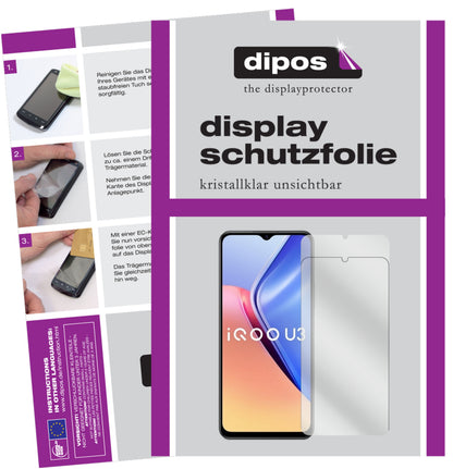 Klare Displayschutzfolie von dipos passend für Vivo Y52s 5G, präziser Zuschnitt und blasenfrei montiert