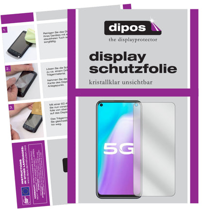 Klare Displayschutzfolie von dipos passend für Vivo Z5x, präziser Zuschnitt und blasenfrei montiert