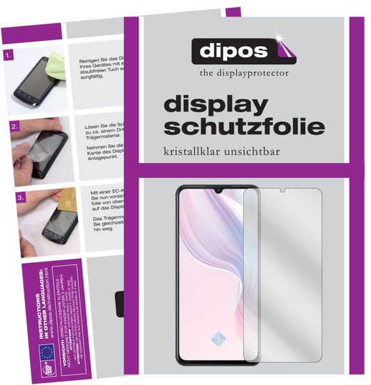 Klare Displayschutzfolie von dipos passend für Vivo Y9s, präziser Zuschnitt und blasenfrei montiert
