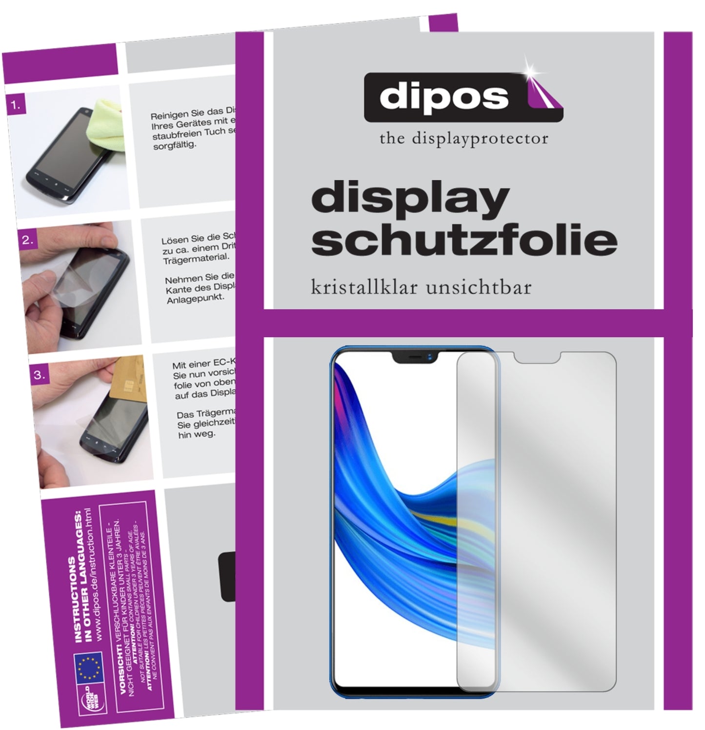 Klare Displayschutzfolie von dipos passend für VIVO Z1, präziser Zuschnitt und blasenfrei montiert