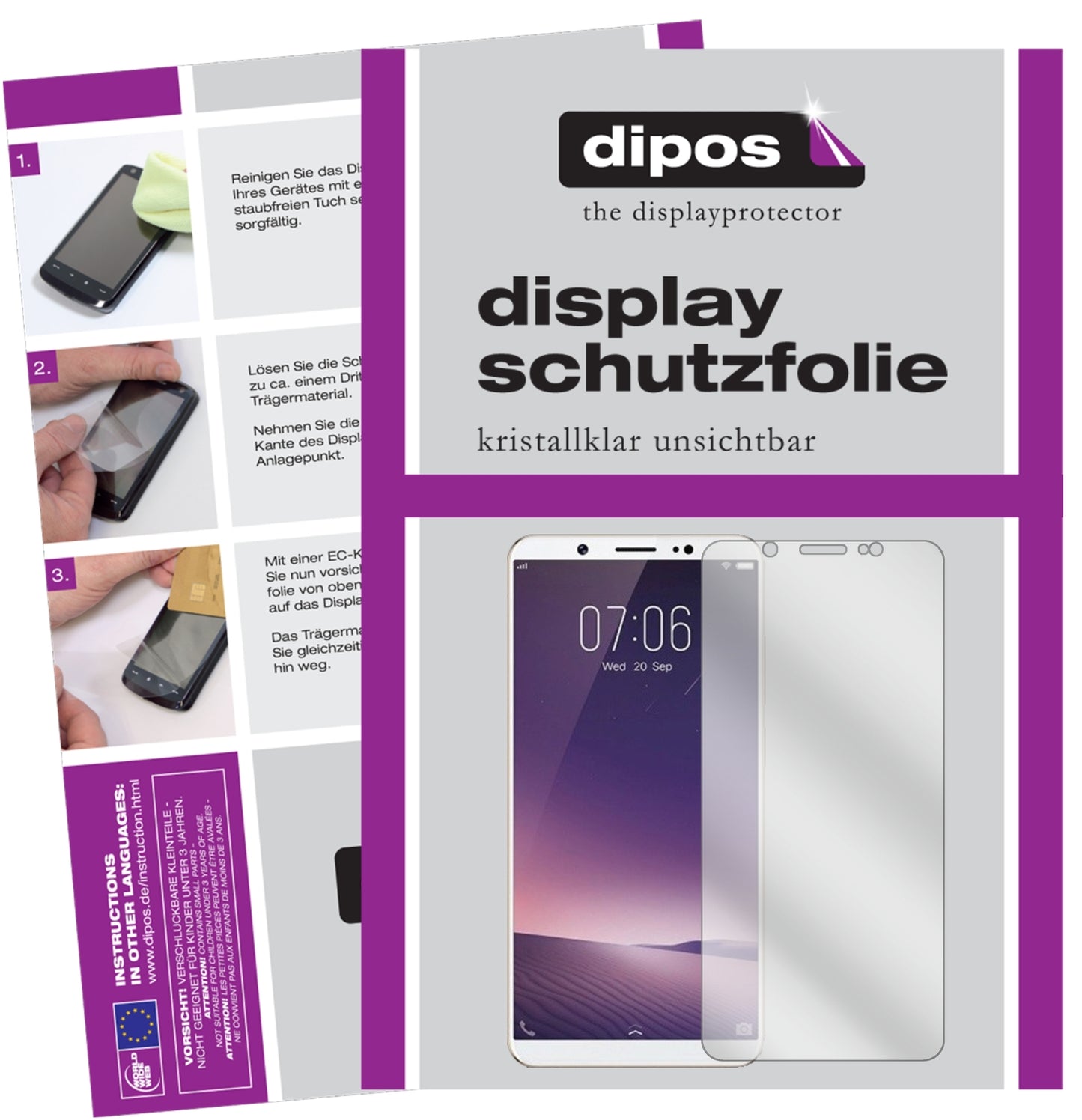 Klare Displayschutzfolie von dipos passend für Vivo Z10, präziser Zuschnitt und blasenfrei montiert