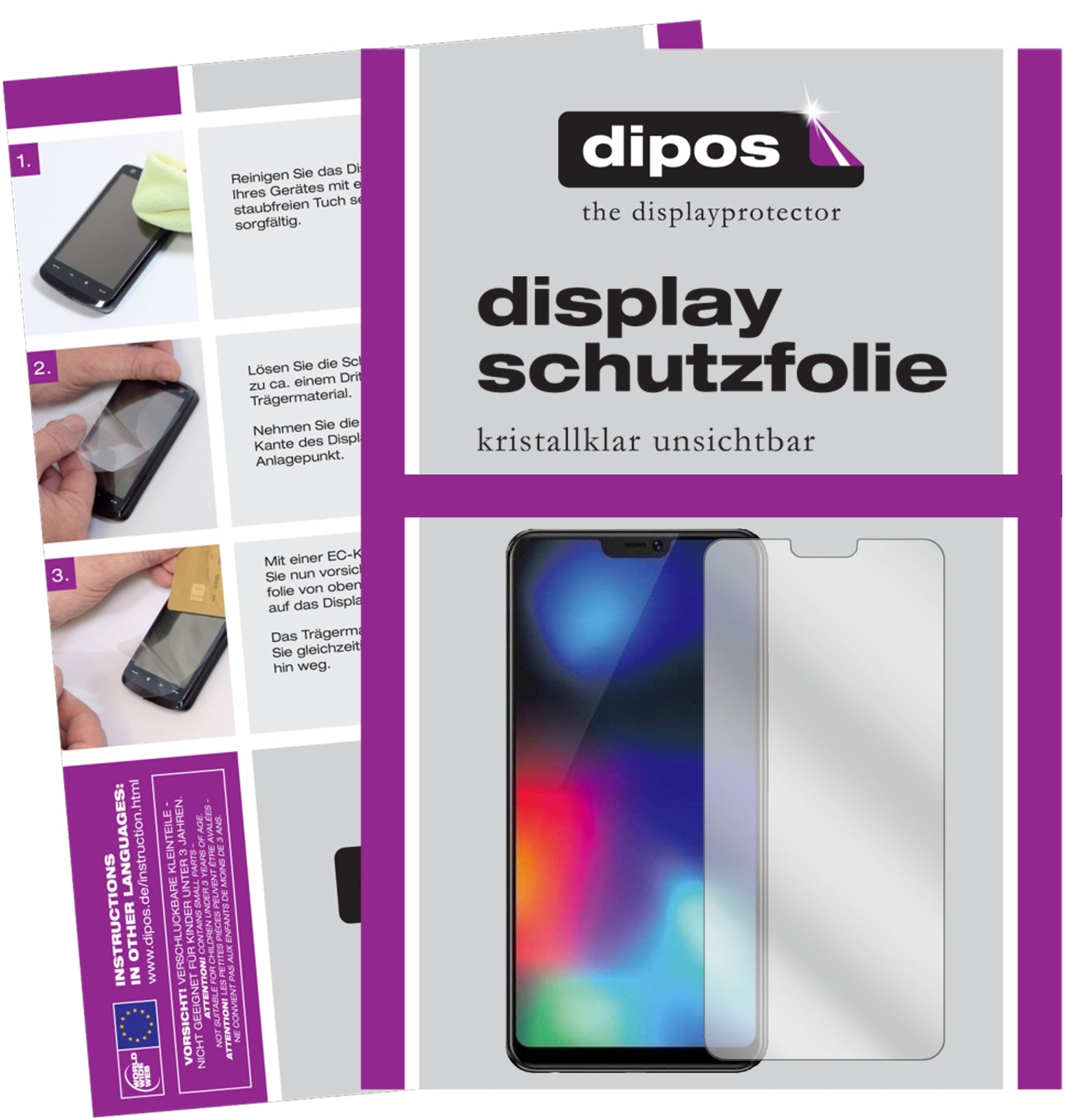 Klare Displayschutzfolie von dipos passend für Vivo Z1i, präziser Zuschnitt und blasenfrei montiert