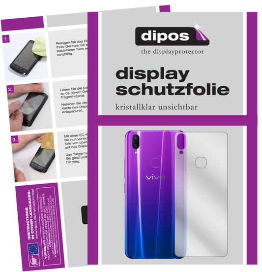 Klare Displayschutzfolie von dipos passend für Vivo Z3x Rückseite, präziser Zuschnitt und blasenfrei montiert