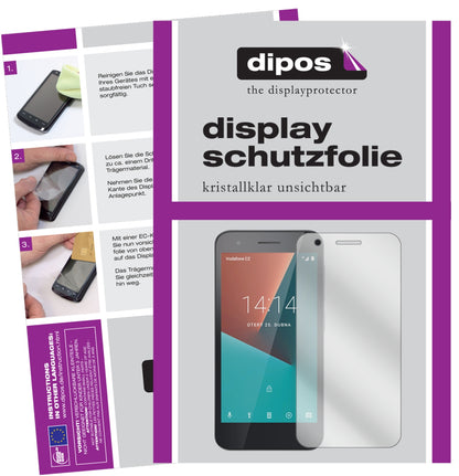 Klare Displayschutzfolie von dipos passend für Vodafone Smart E8, präziser Zuschnitt und blasenfrei montiert