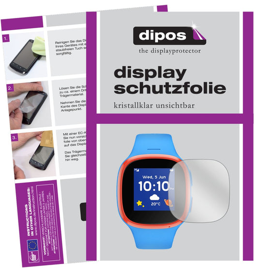Klare Displayschutzfolie von dipos passend für Vodafone V-Kids Watch, präziser Zuschnitt und blasenfrei montiert