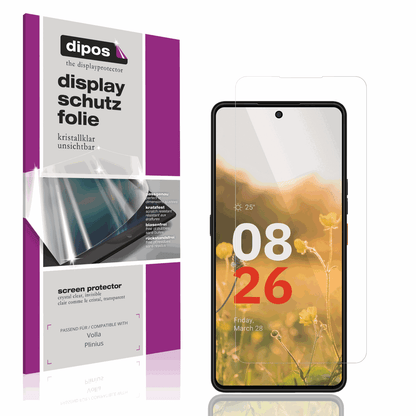 Klare Displayschutzfolie von dipos passend für Volla Plinius, präziser Zuschnitt und blasenfrei montiert
