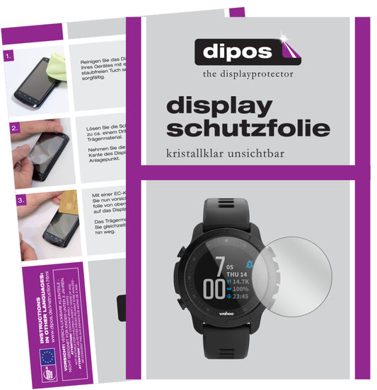 Klare Displayschutzfolie von dipos passend für Wahoo Elemnt Rival, präziser Zuschnitt und blasenfrei montiert
