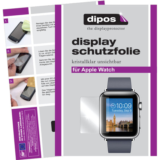 Klare Displayschutzfolie von dipos passend für Watch 42mm Apple, präziser Zuschnitt und blasenfrei montiert