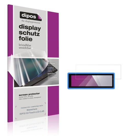 Klare Displayschutzfolie von dipos passend für Waveshare ESP32-S3-Touch-LCD-3.49, präziser Zuschnitt und blasenfrei montiert