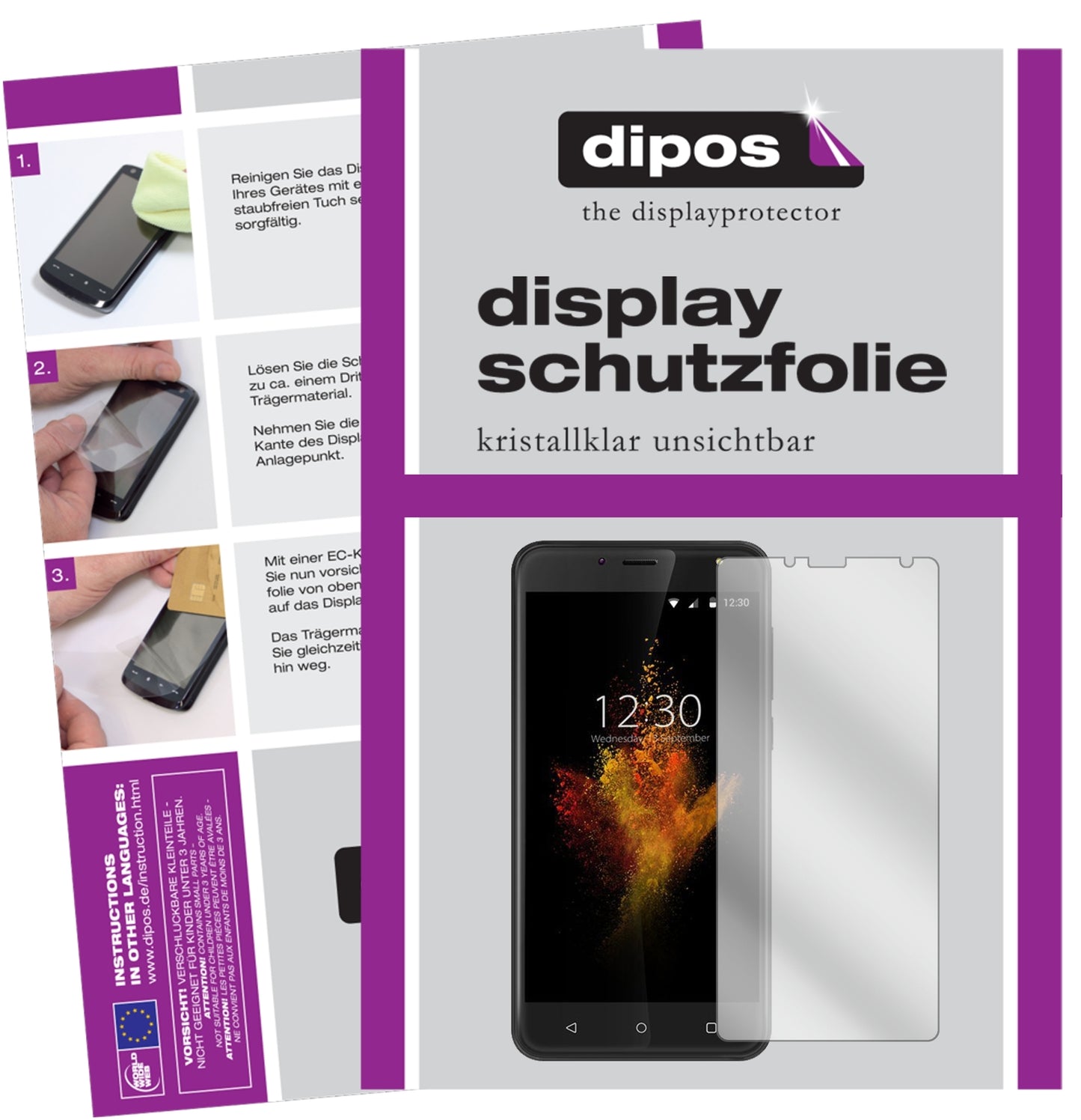 Klare Displayschutzfolie von dipos passend für Wieppo S6 Lite, präziser Zuschnitt und blasenfrei montiert