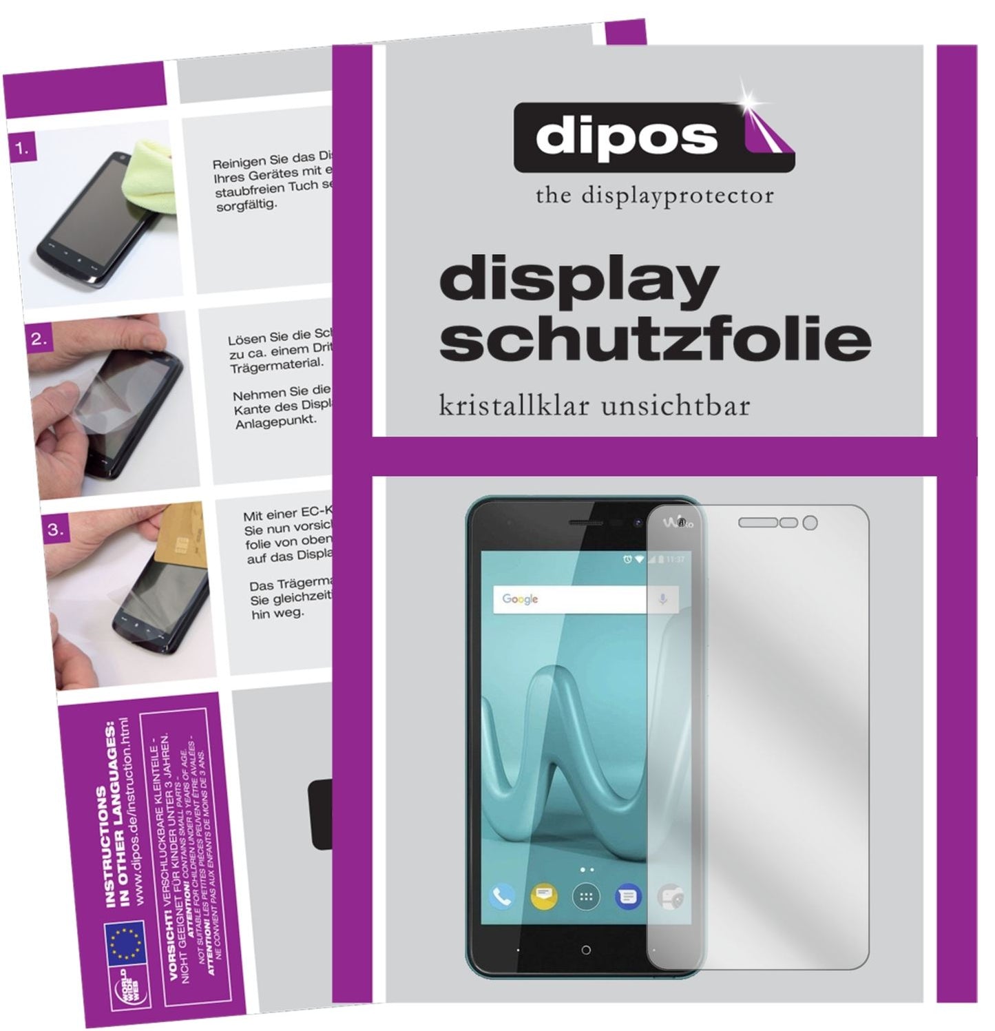 Klare Displayschutzfolie von dipos passend für Wiko Lenny 4 Plus, präziser Zuschnitt und blasenfrei montiert