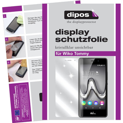 Klare Displayschutzfolie von dipos passend für Wiko Tommy, präziser Zuschnitt und blasenfrei montiert