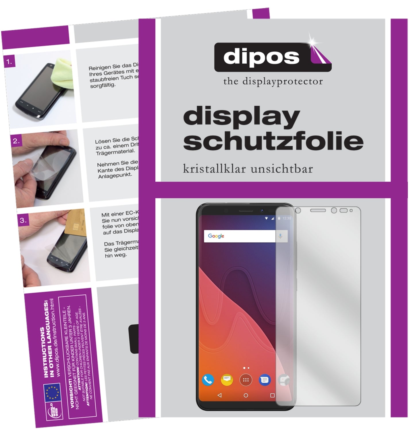 Klare Displayschutzfolie von dipos passend für Wiko View, präziser Zuschnitt und blasenfrei montiert