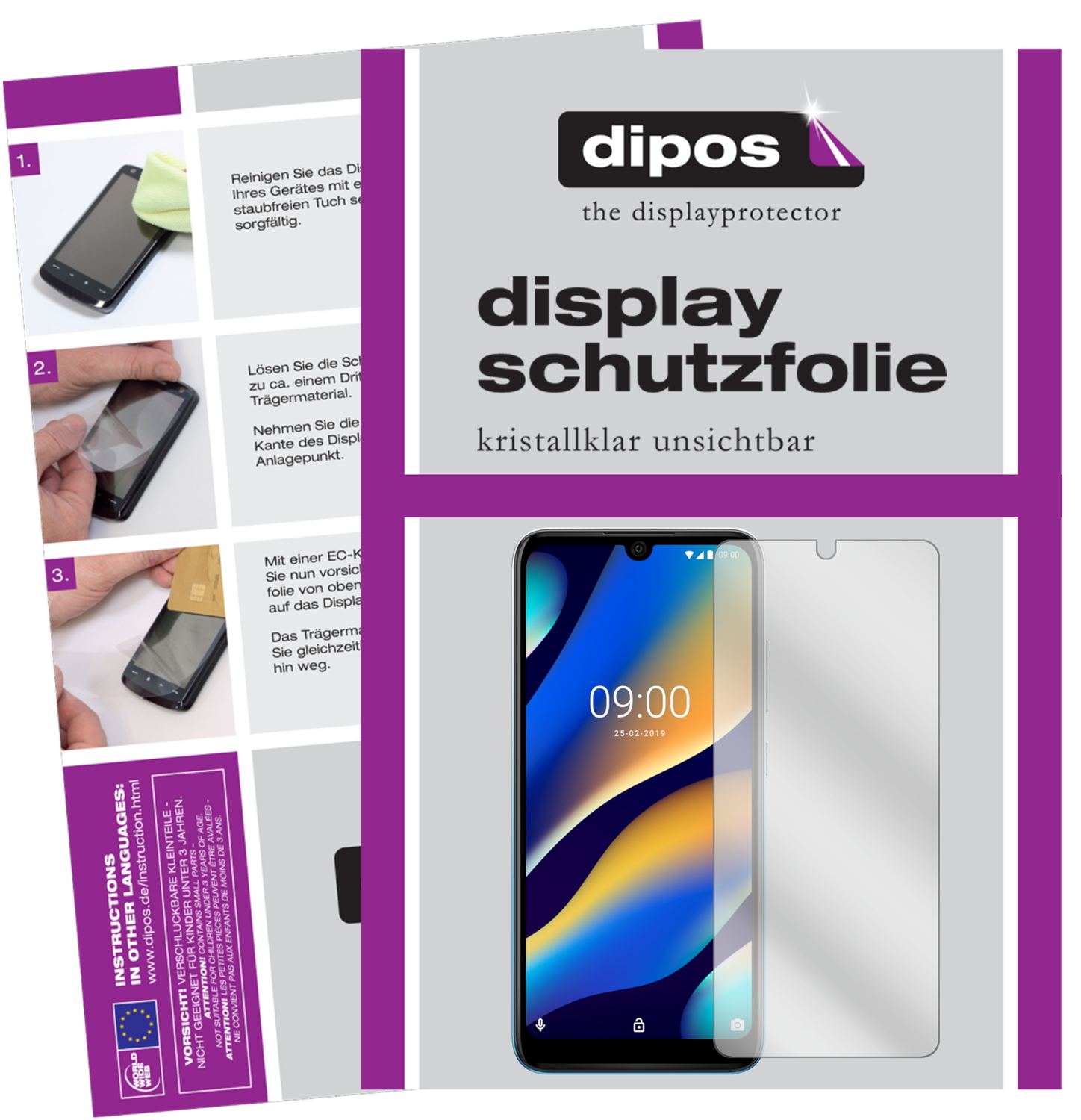 Klare Displayschutzfolie von dipos passend für Wiko View 3 Lite, präziser Zuschnitt und blasenfrei montiert
