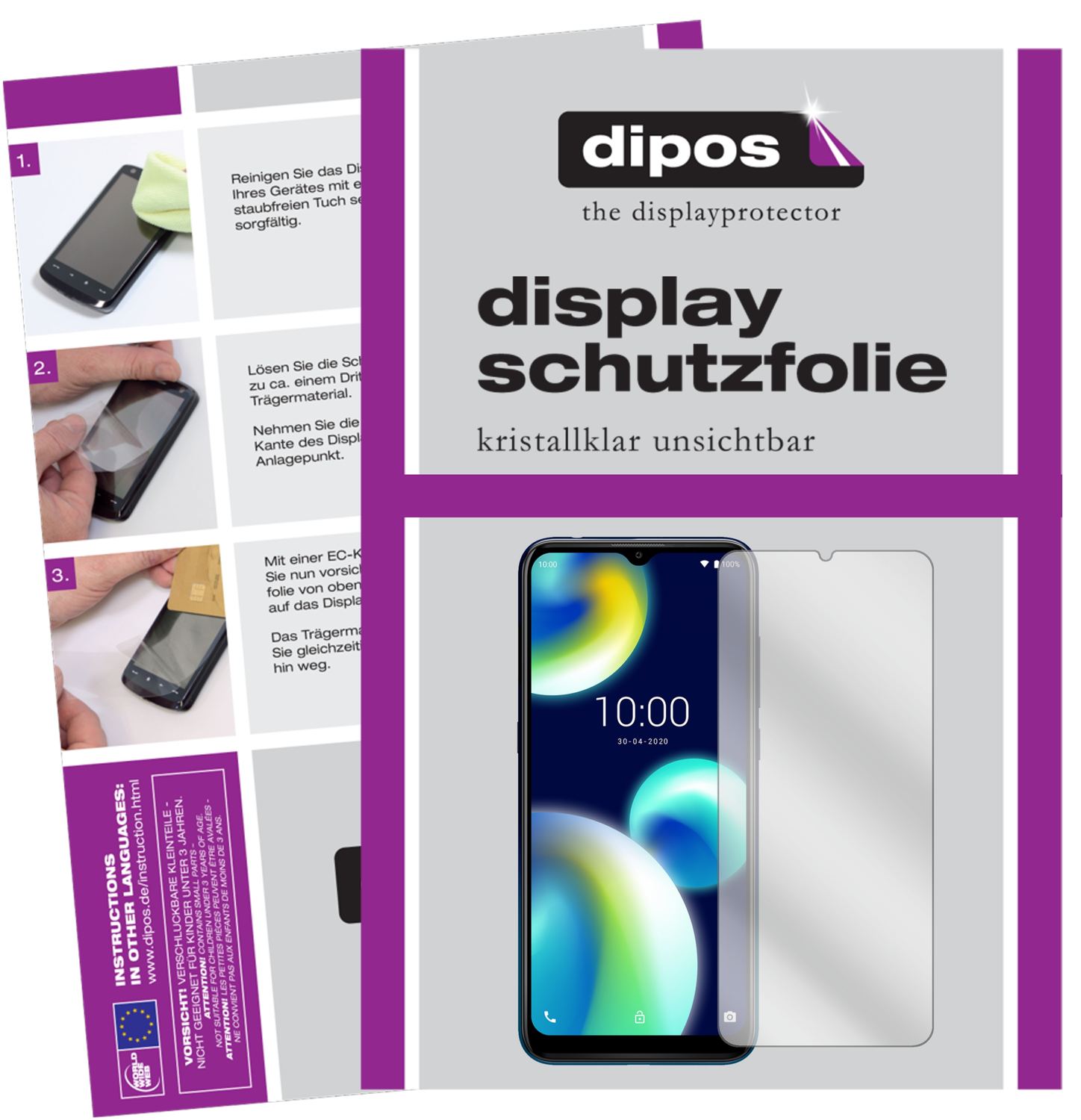 Klare Displayschutzfolie von dipos passend für Wiko View 4 Lite, präziser Zuschnitt und blasenfrei montiert