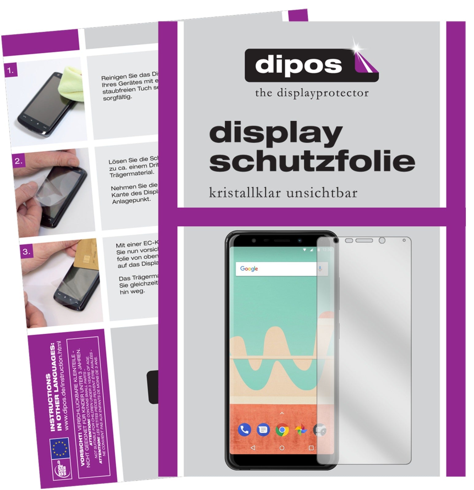 Klare Displayschutzfolie von dipos passend für Wiko View Go, präziser Zuschnitt und blasenfrei montiert