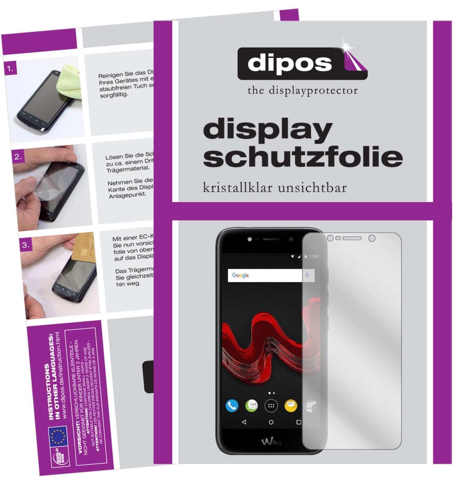 Klare Displayschutzfolie von dipos passend für Wiko Wim Lite, präziser Zuschnitt und blasenfrei montiert