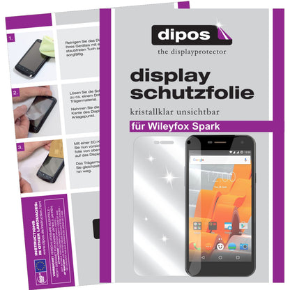 Klare Displayschutzfolie von dipos passend für Wileyfox Spark, präziser Zuschnitt und blasenfrei montiert
