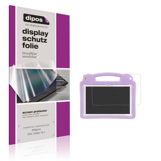 Klare Displayschutzfolie von dipos passend für Wilgoon Kids Tablet 10.1, präziser Zuschnitt und blasenfrei montiert