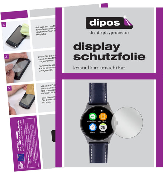 Klare Displayschutzfolie von dipos passend für X-Watch QIN II Smartwatch, präziser Zuschnitt und blasenfrei montiert