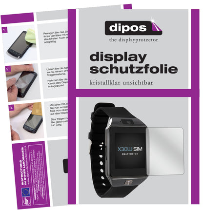 Klare Displayschutzfolie von dipos passend für X-Watch X30W Smartwatch, präziser Zuschnitt und blasenfrei montiert