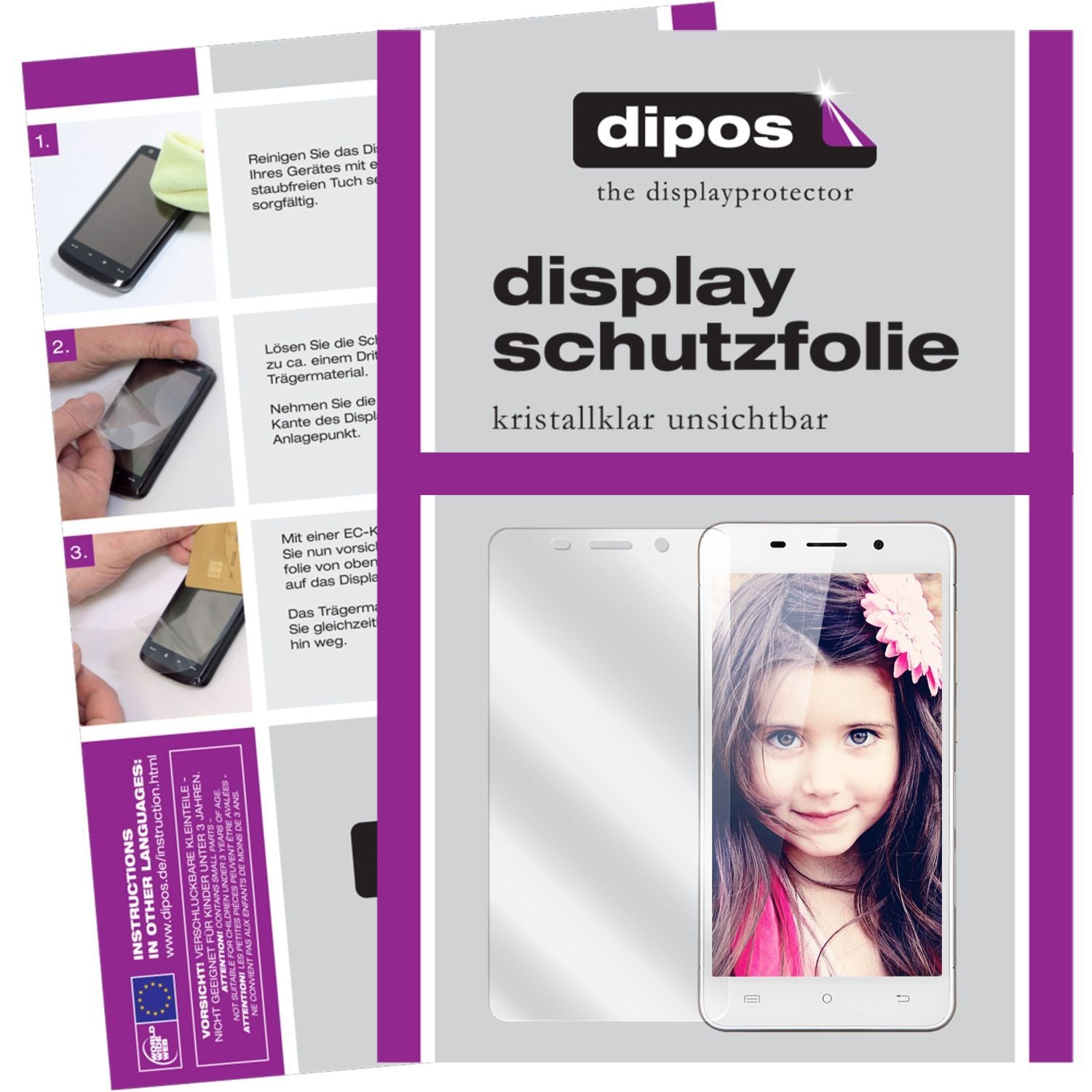 Klare Displayschutzfolie von dipos passend für X9 Cubot, präziser Zuschnitt und blasenfrei montiert
