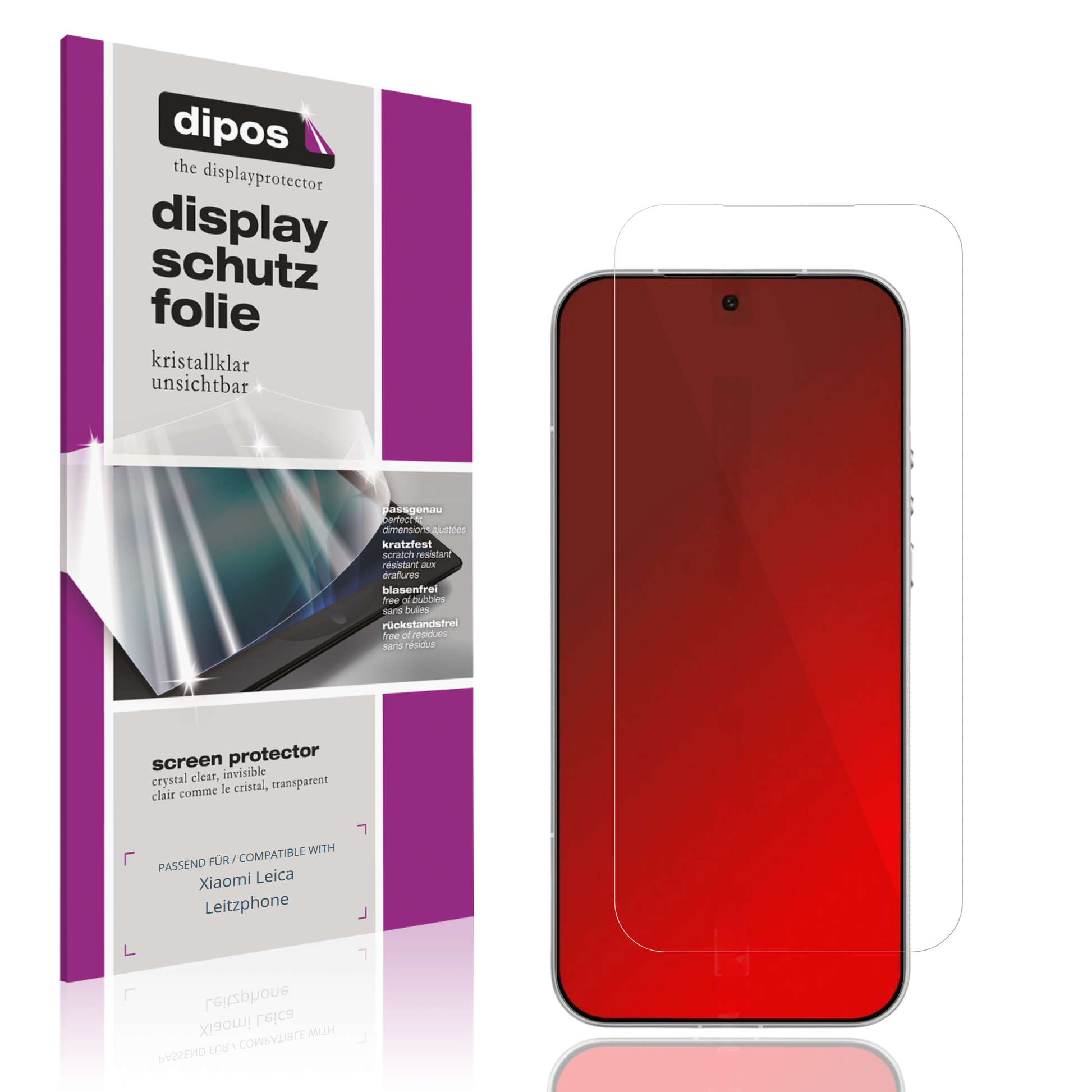 Klare Displayschutzfolie von dipos passend für Xiaomi Leica Leitzphone, präziser Zuschnitt und blasenfrei montiert