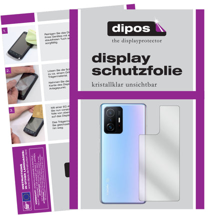 Klare Displayschutzfolie von dipos passend für Xiaomi 11T Rückseite, präziser Zuschnitt und blasenfrei montiert