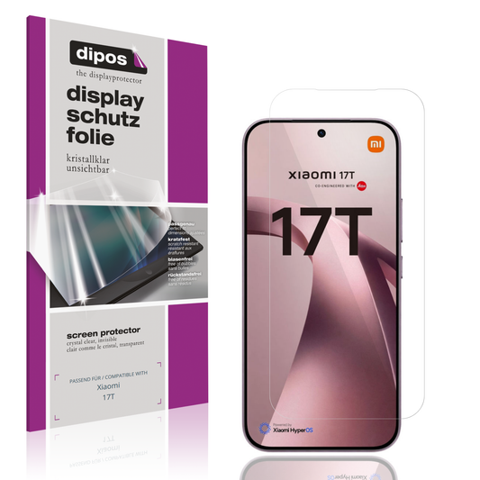 Klare Displayschutzfolie von dipos passend für Xiaomi 17T, präziser Zuschnitt und blasenfrei montiert