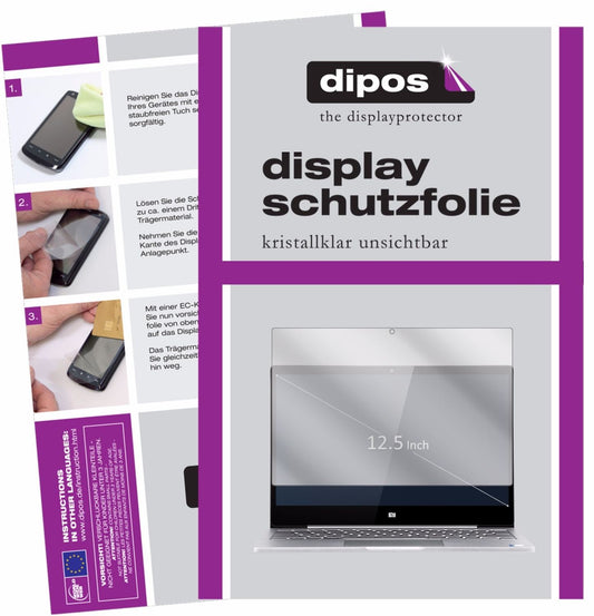Klare Displayschutzfolie von dipos passend für Xiaomi Air 12 (12,5 Zoll), präziser Zuschnitt und blasenfrei montiert