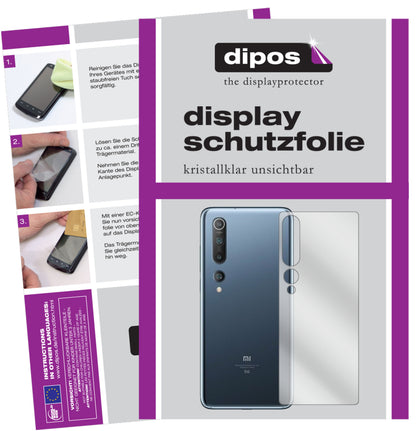 Klare Displayschutzfolie von dipos passend für Xiaomi Mi 10 Pro Rückseite, präziser Zuschnitt und blasenfrei montiert