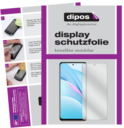 Klare Displayschutzfolie von dipos passend für Xiaomi Mi 10T Lite, präziser Zuschnitt und blasenfrei montiert