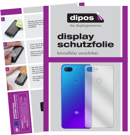 Klare Displayschutzfolie von dipos passend für Xiaomi Mi 8 Lite Rückseite, präziser Zuschnitt und blasenfrei montiert