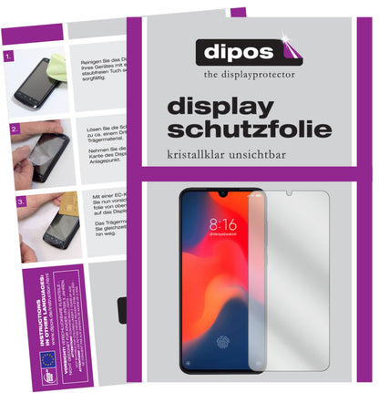 Klare Displayschutzfolie von dipos passend für Xiaomi Mi 9 Pro, präziser Zuschnitt und blasenfrei montiert