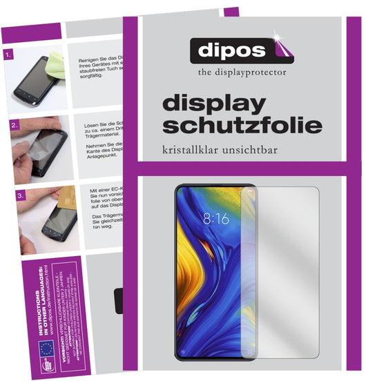 Klare Displayschutzfolie von dipos passend für Xiaomi Mi Mix 3, präziser Zuschnitt und blasenfrei montiert