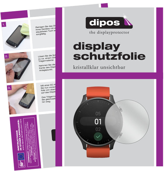 Klare Displayschutzfolie von dipos passend für Xiaomi Mi Watch Color, präziser Zuschnitt und blasenfrei montiert