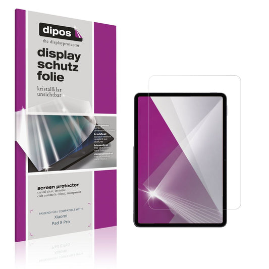 Klare Displayschutzfolie von dipos passend für Xiaomi Pad 8 Pro, präziser Zuschnitt und blasenfrei montiert
