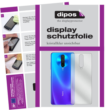 Klare Displayschutzfolie von dipos passend für Xiaomi Redmi K30 5G Rückseite, präziser Zuschnitt und blasenfrei montiert