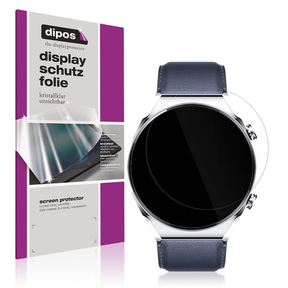 Klare Displayschutzfolie von dipos passend für Xiaomi Watch S1, präziser Zuschnitt und blasenfrei montiert