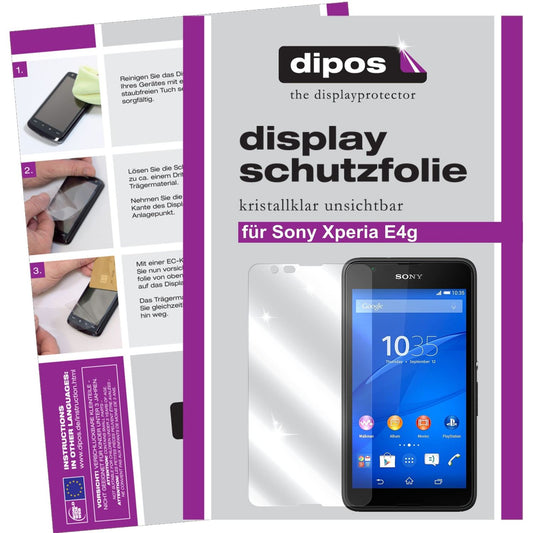 Klare Displayschutzfolie von dipos passend für Xperia E4g Sony, präziser Zuschnitt und blasenfrei montiert
