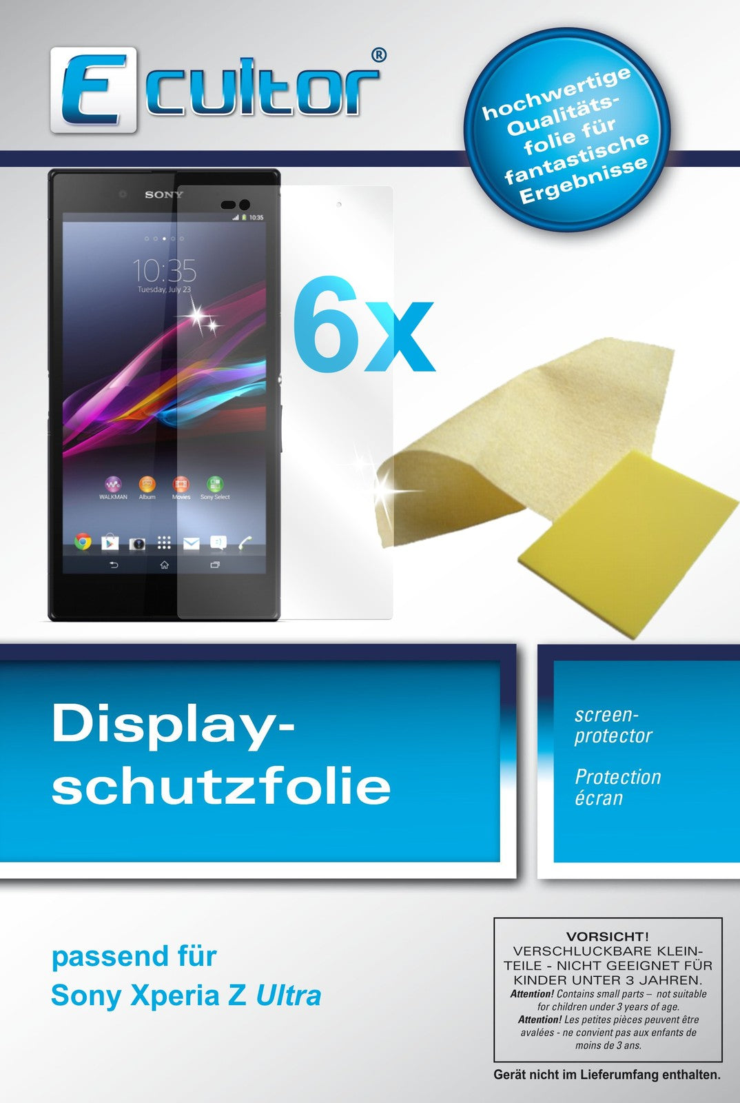 Klare Displayschutzfolie von dipos passend für Xperia Z Ultra Sony, präziser Zuschnitt und blasenfrei montiert