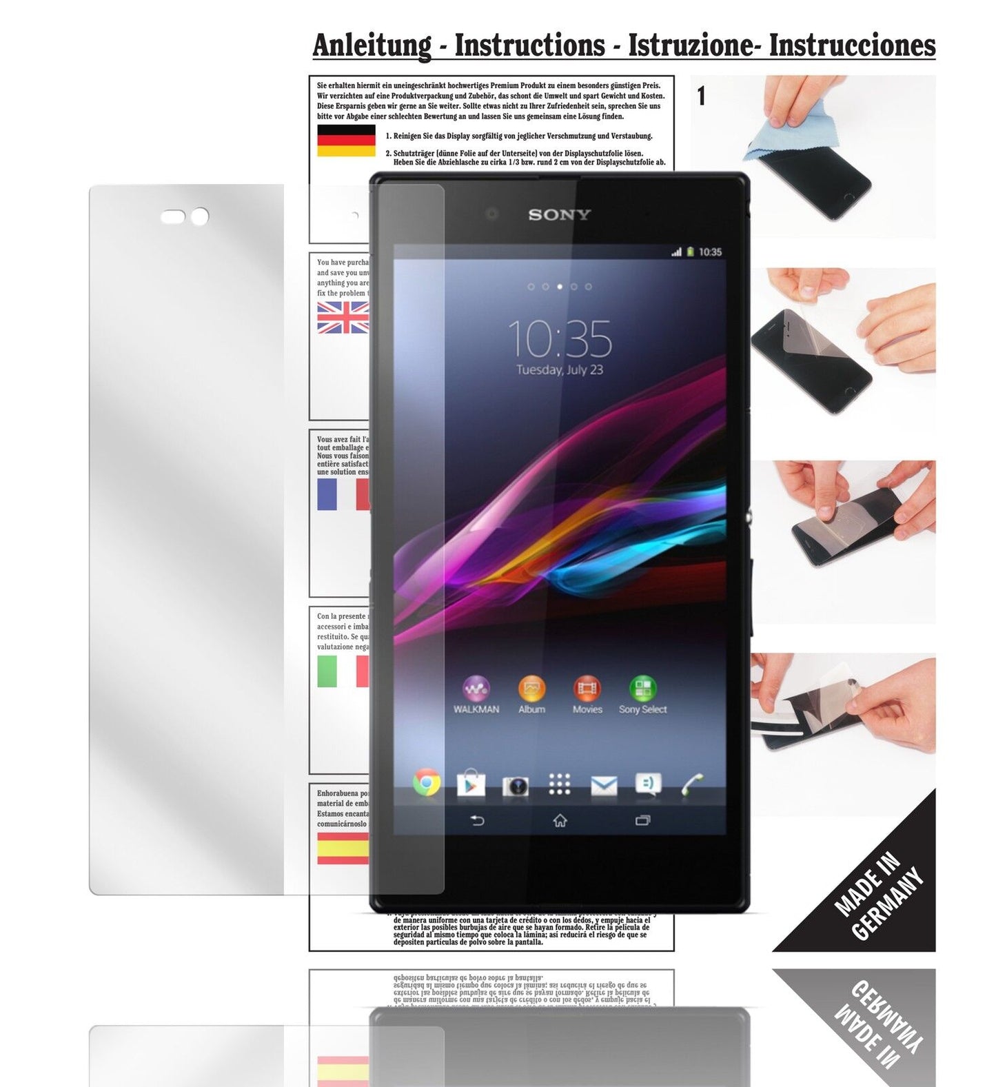 Klare Displayschutzfolie von dipos passend für Xperia Z Ultra Sony, präziser Zuschnitt und blasenfrei montiert