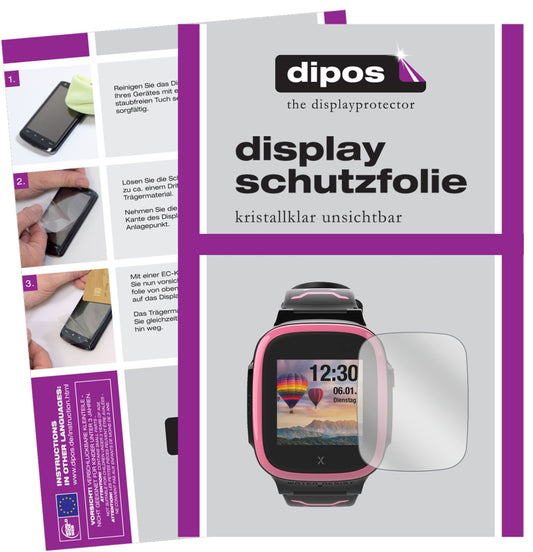 Klare Displayschutzfolie von dipos passend für Xplora X5 Play, präziser Zuschnitt und blasenfrei montiert