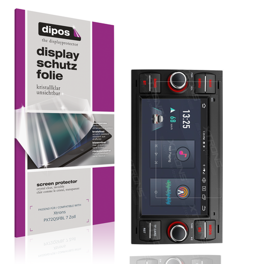 Klare Displayschutzfolie von dipos passend für Xtrons PX72QSFBL 7 Zoll, präziser Zuschnitt und blasenfrei montiert