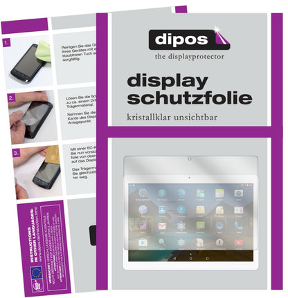Klare Displayschutzfolie von dipos passend für Yuntab K107 10,1 Zoll, präziser Zuschnitt und blasenfrei montiert