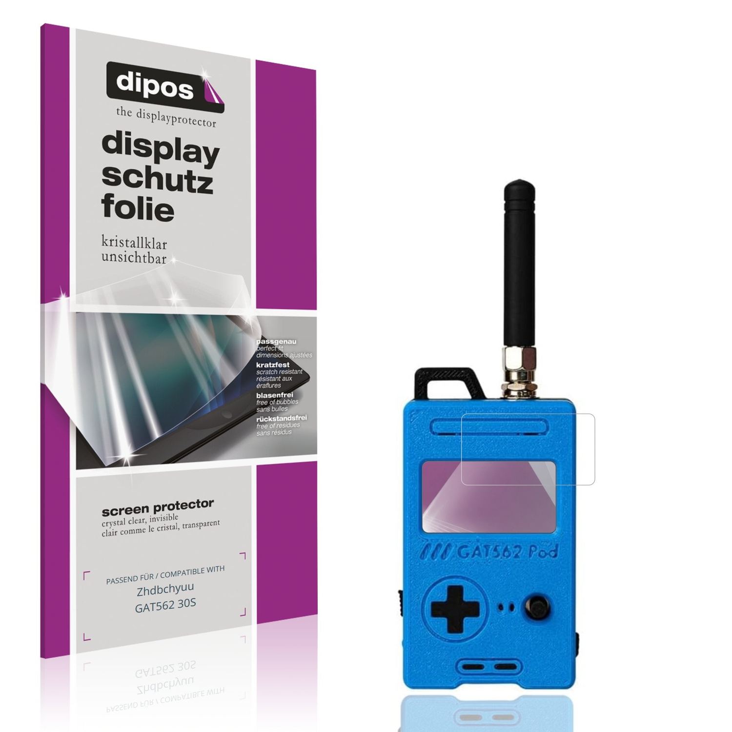 Klare Displayschutzfolie von dipos passend für Zhdbchyuu GAT562 30S, präziser Zuschnitt und blasenfrei montiert