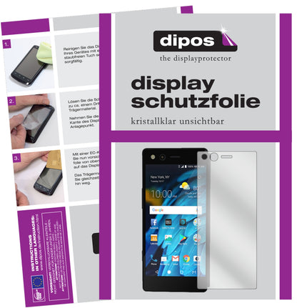 Klare Displayschutzfolie von dipos passend für ZTE Axon M, präziser Zuschnitt und blasenfrei montiert