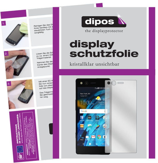 Klare Displayschutzfolie von dipos passend für ZTE Axon M, präziser Zuschnitt und blasenfrei montiert